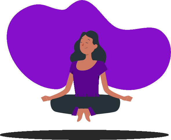 Woman meditating in a purple background